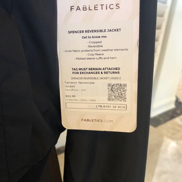 BLACK Fabletics Reversible Jacket- fits thru size 7-8 - Picture 2 of 10